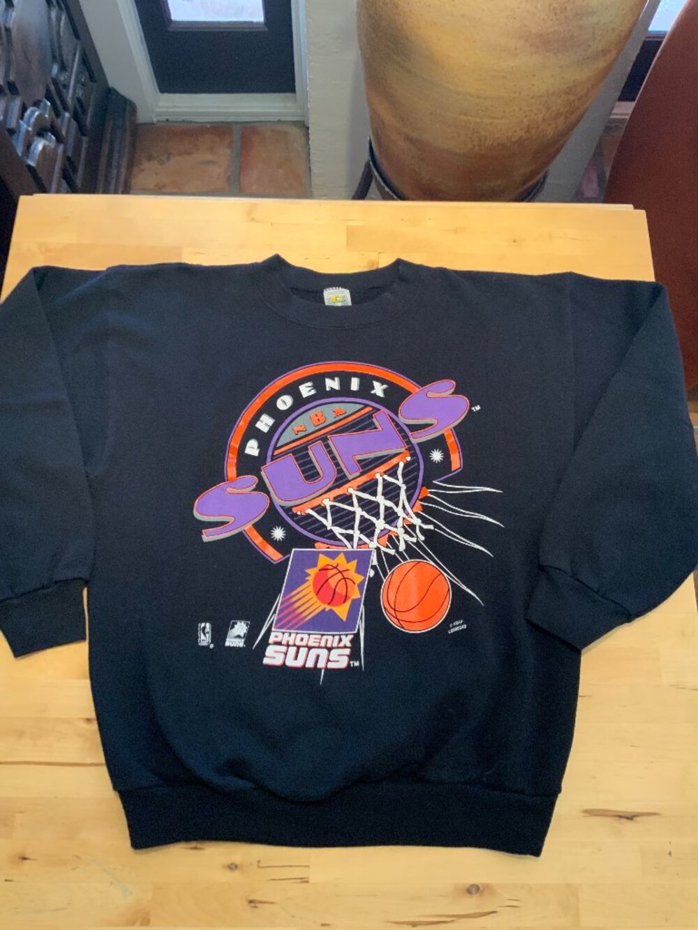 Vintage Phoenix Suns NBA Crewneck Sweatshirt Black Graphic Pullover XL USA